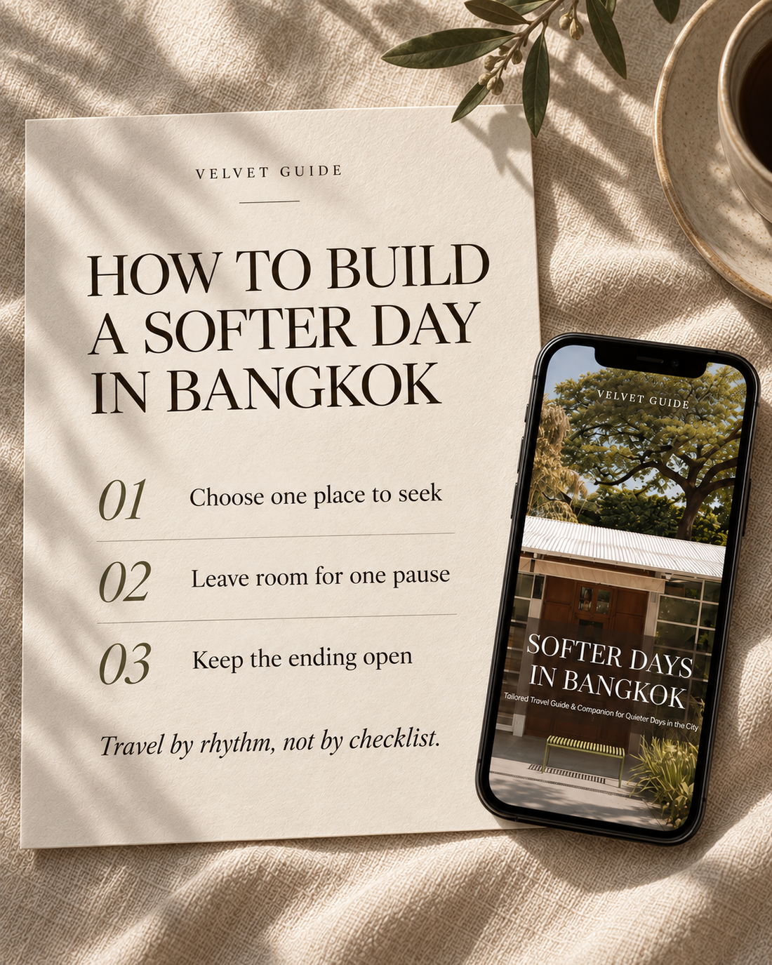 Softer Days in Bangkok travel guide phone mockup