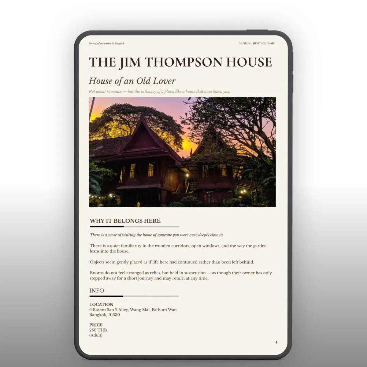 Bangkok travel guide - cinematic digital guide - Jim Thompson house review